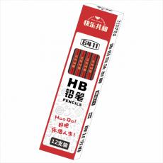 快乐共和HB 6411带橡皮头绘画铅笔木制铅笔(12支/盒)