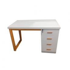 办公桌 白色烤漆加橘色钢架 尺寸1200*600*800