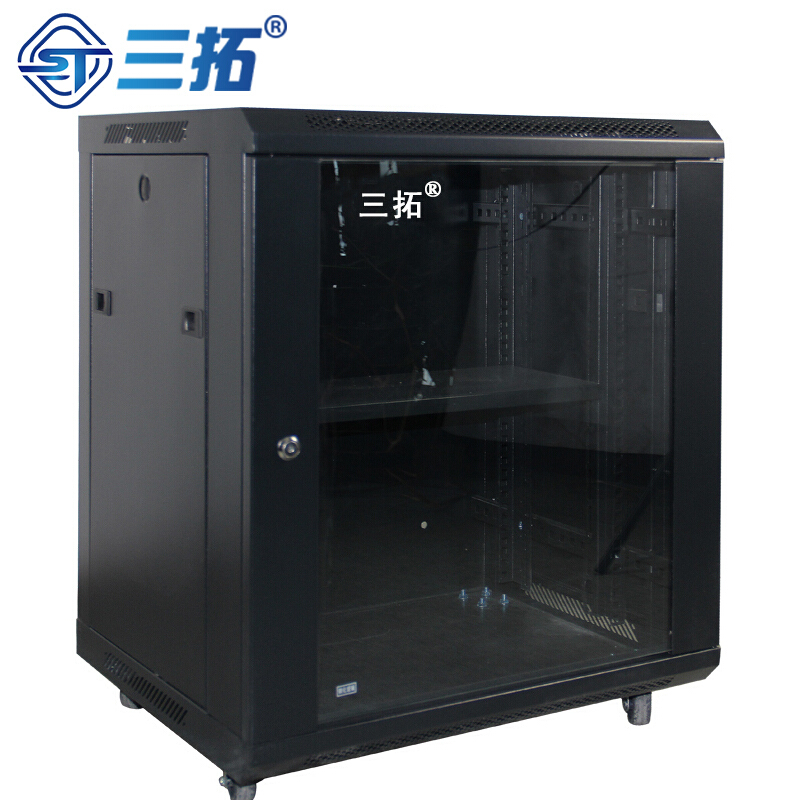 三拓 ST.6612机柜 12U网络机柜 0.7米壁挂落地机柜 交换机柜 19英寸标准 加厚板材 黑色